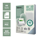 Fellowes RECYCLED CONTENT A4 Clear 240 micron PVC Binding Covers, Pack 100
