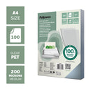 Fellowes RECYCLED CONTENT A4 Clear 200 micron PET Binding Covers, Pack 100