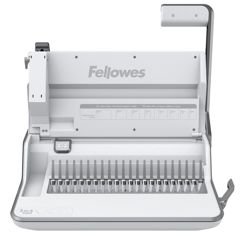 Fellowes Lyra 3-In-1 Office Manual Comb Binding Machine / Hole Punch / Stapler